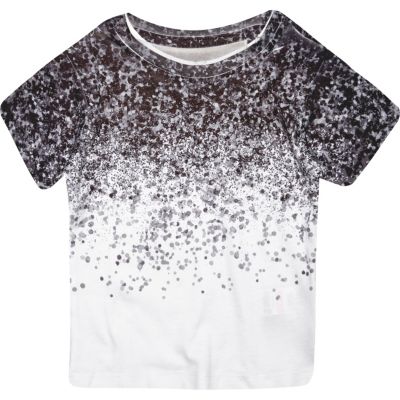 Mini boys white splash print t-shirt